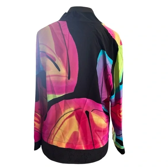 Linda Tilson Multicolored Silk Jacket Oversized Small - Picture 4 of 8